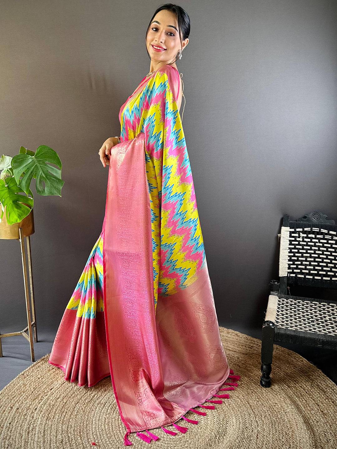 Multi Zig Zag Charm Zari Saree