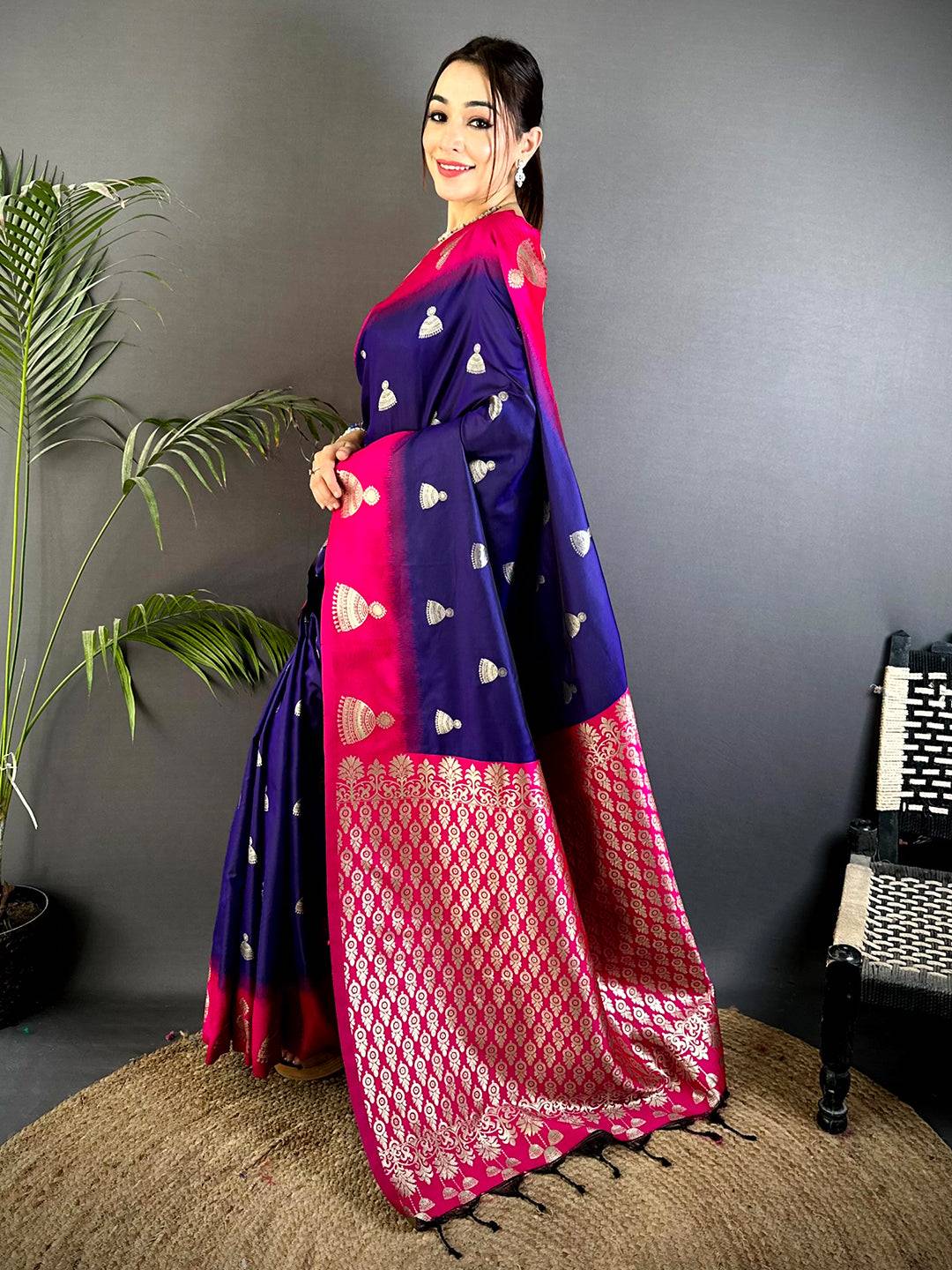 Purple Bali Dual Tone Soft Silk Saree