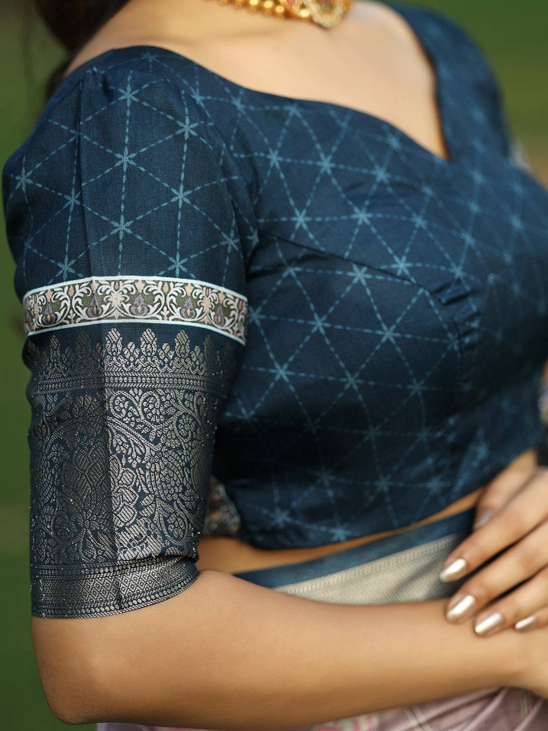 Light Purple Batik Pen kalamkari Saree With Zari Weaving