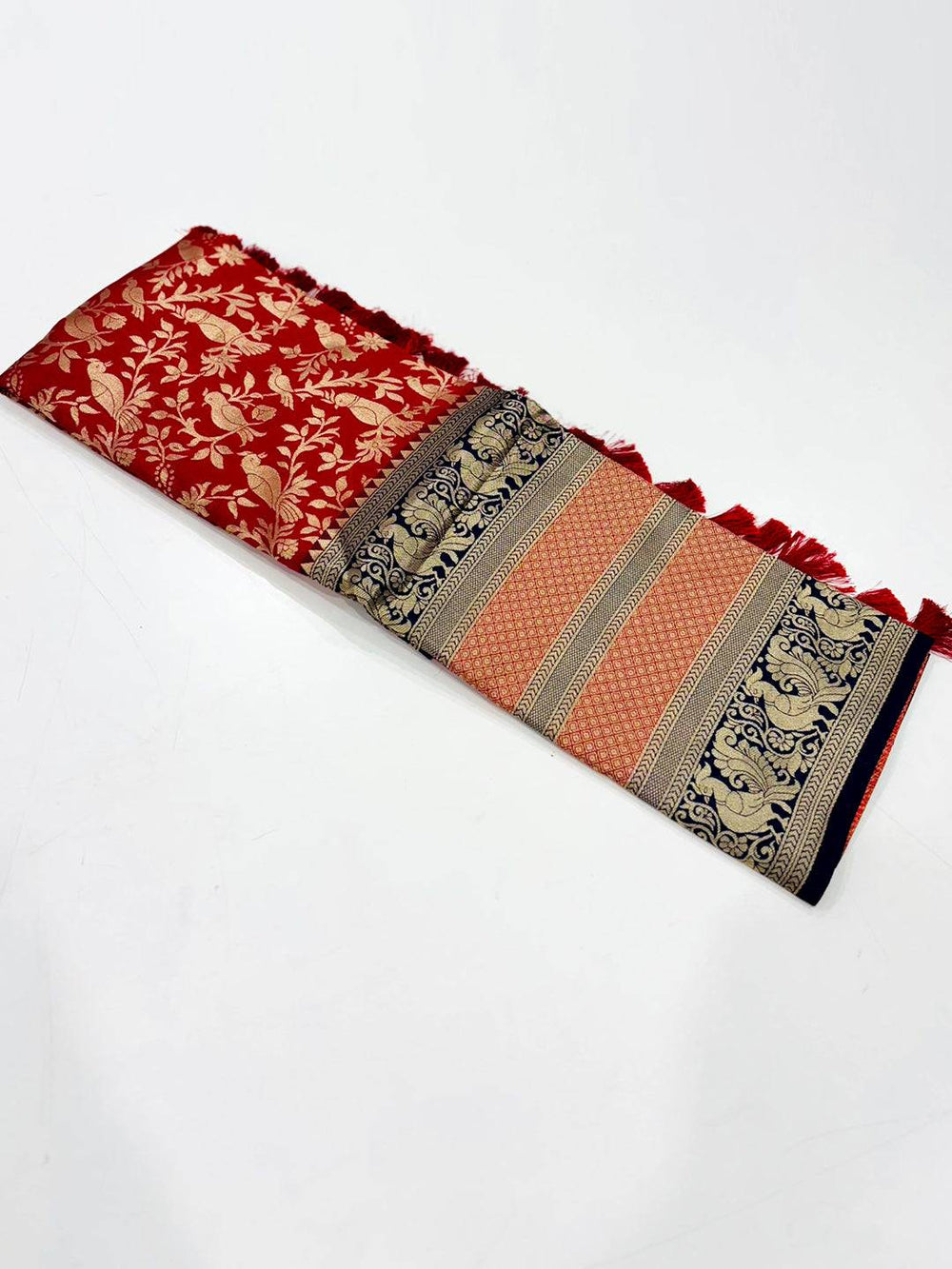 Peacock Deep Red Banarasi Silk Saree