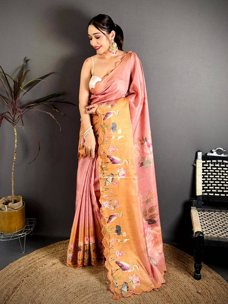 Classic Tussar Resham Embroidered Saree