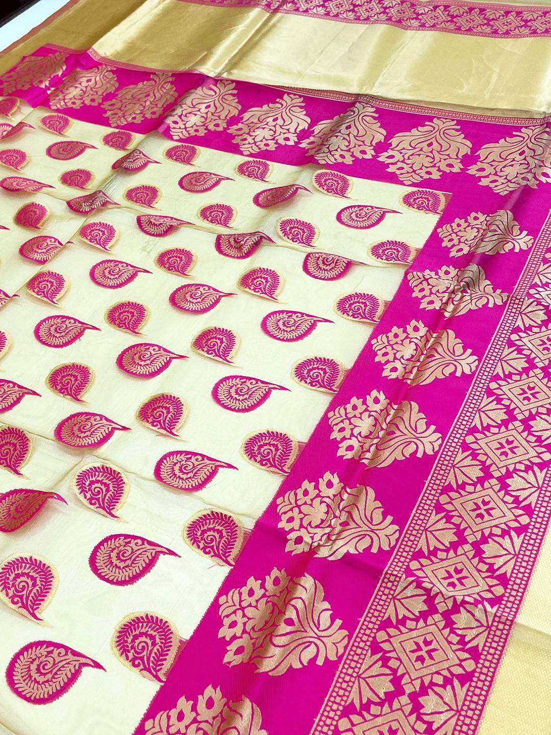 Pink Glass Organza Minakari Pallu Saree