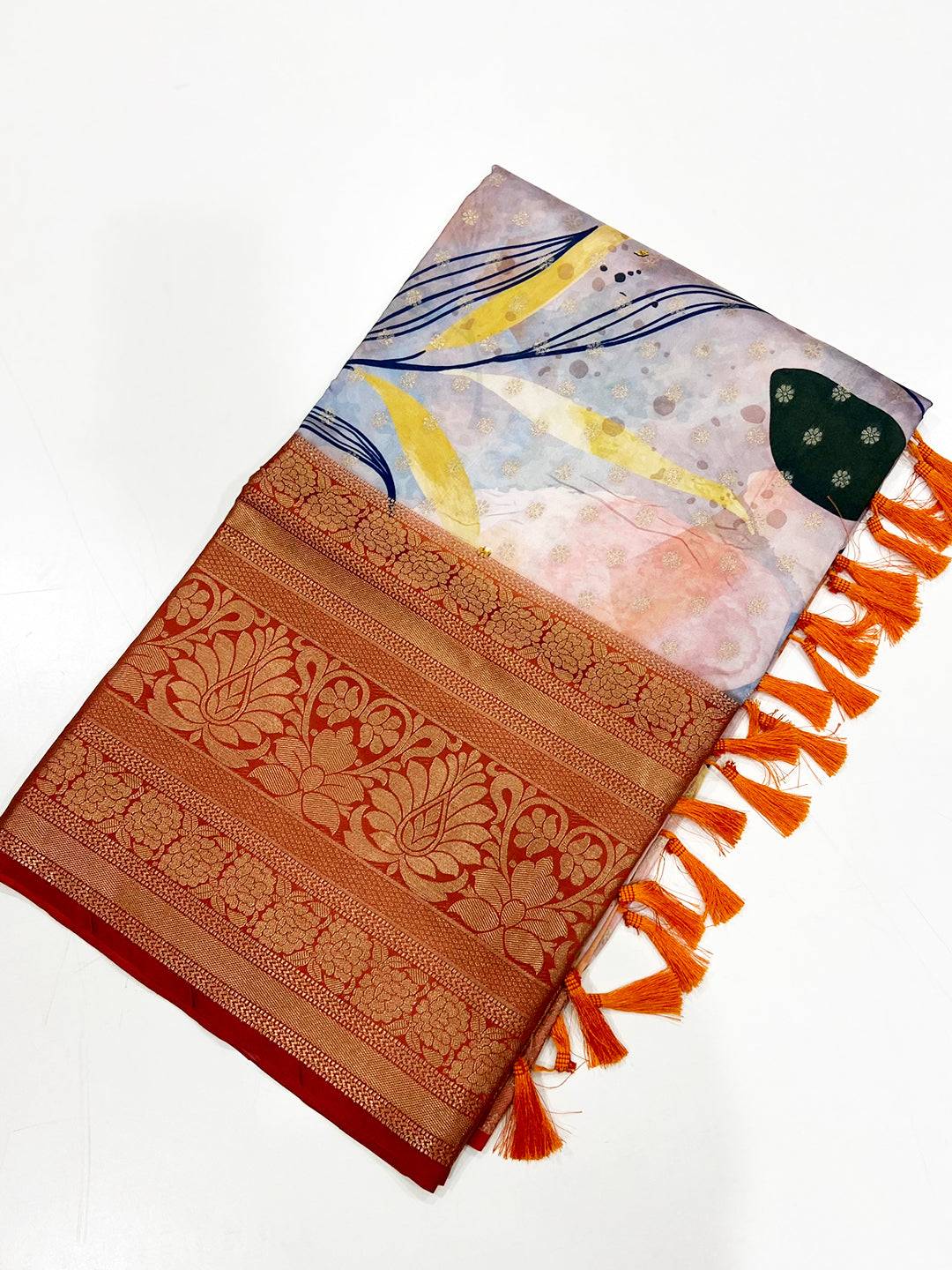 Vibrant Banarasi Floral Print Saree