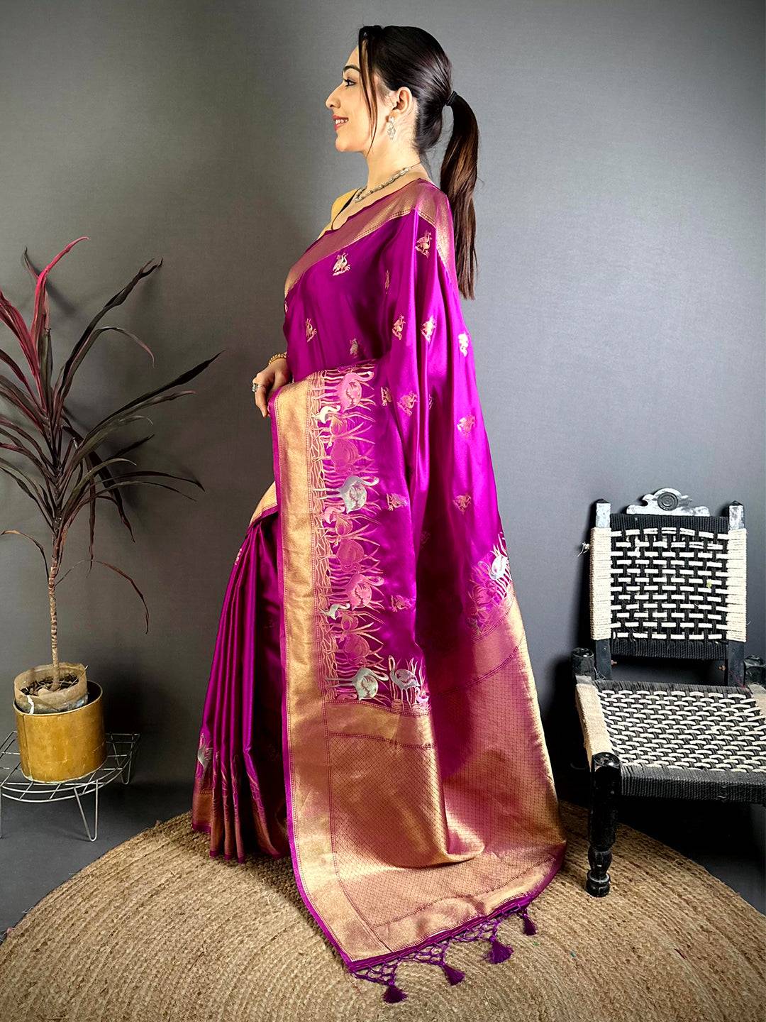Regal Minakari Satin Silk Saree