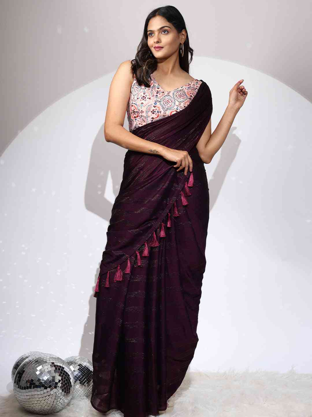 Pure Chiffon Dual Tone Designer Saree