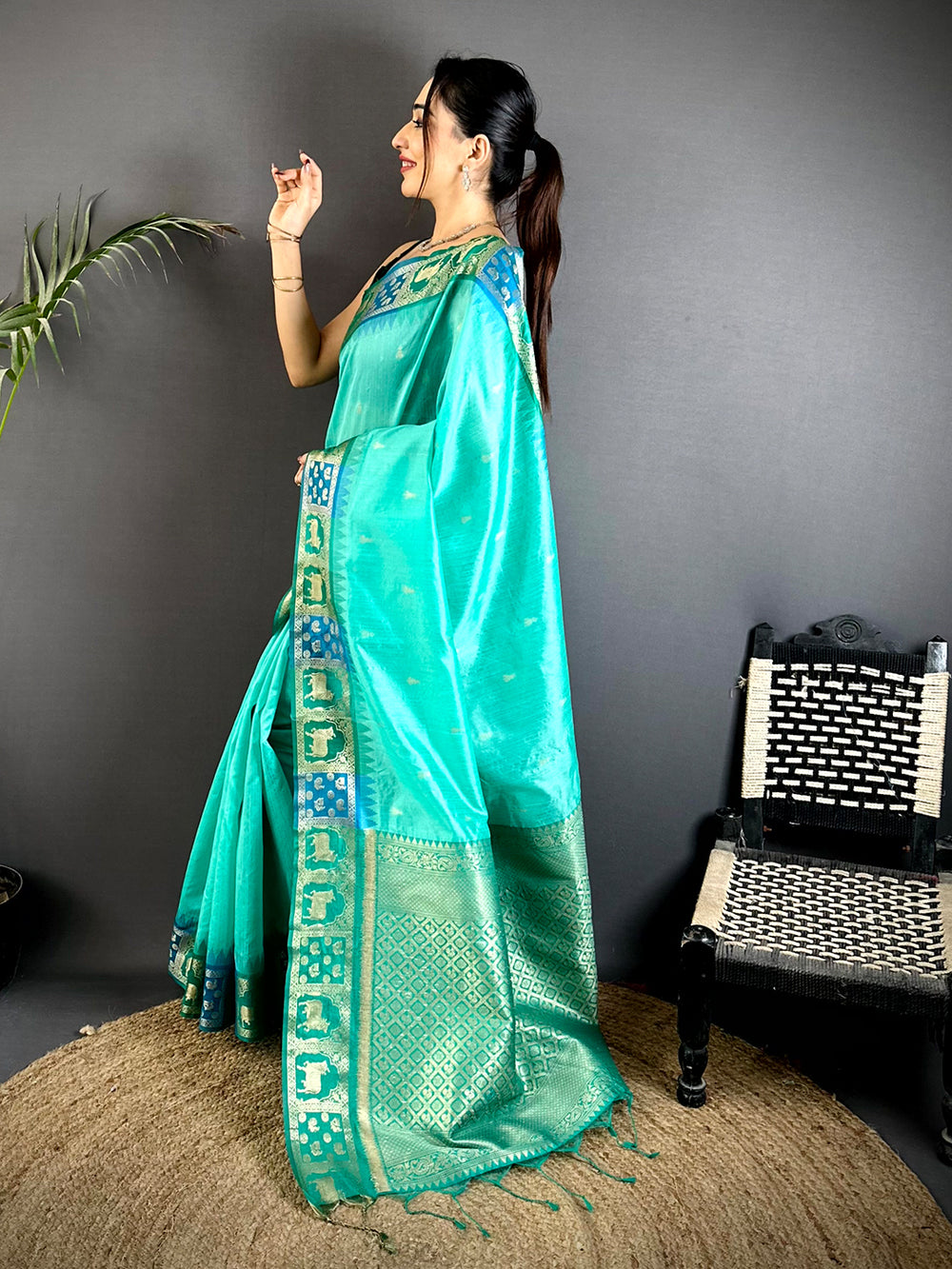 Rama Minakari Kanchi Pattu Raw Silk Saree