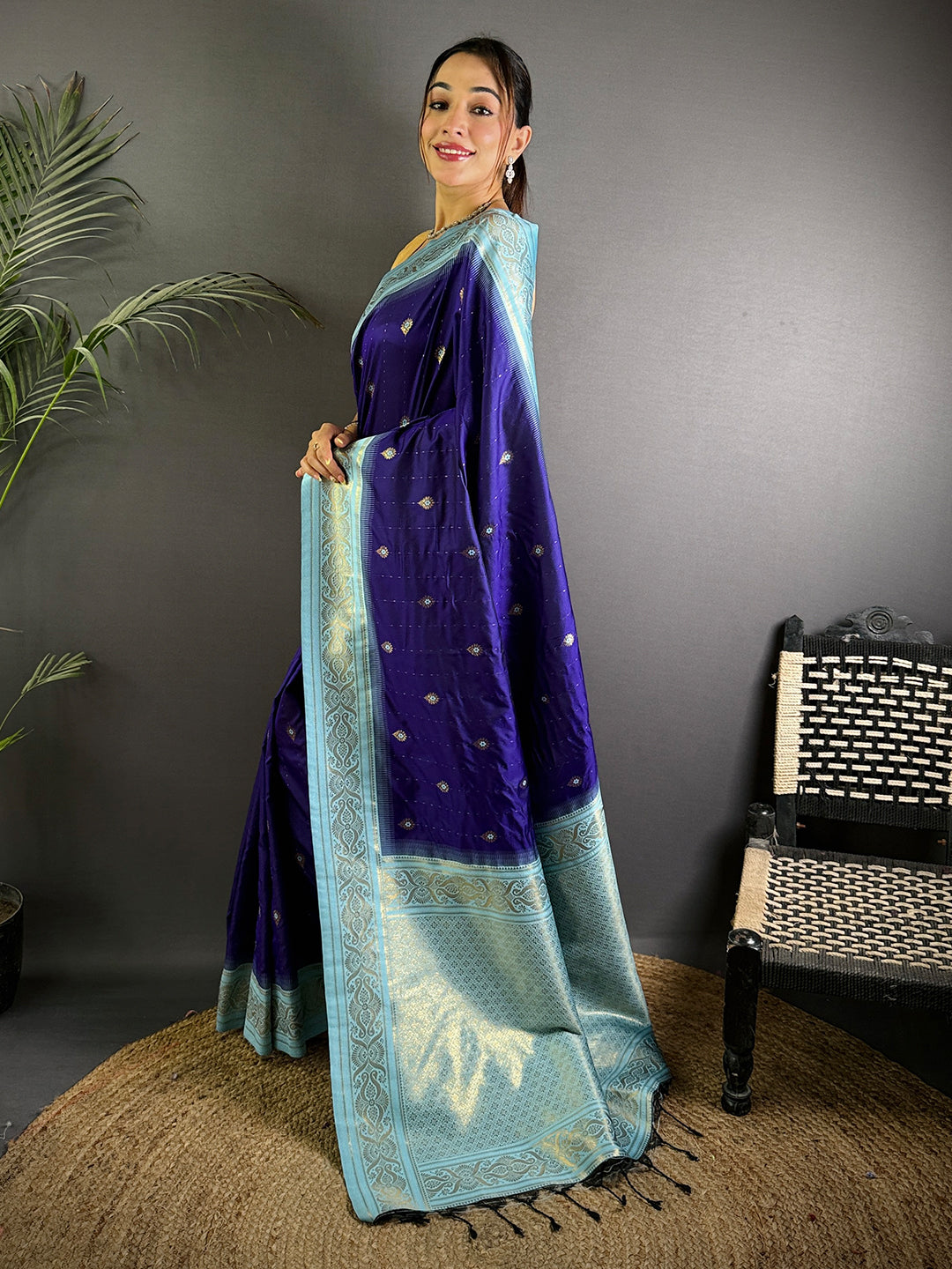 Traditional Purple Gadwal Soft Silk Saree