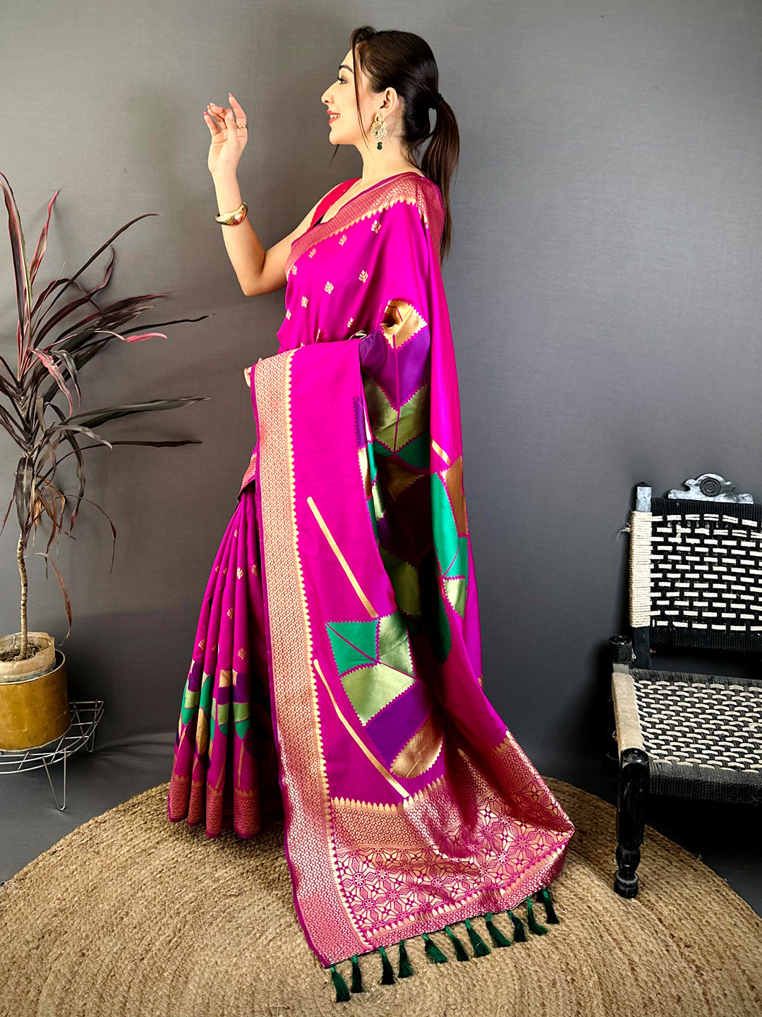 Rani Banarasi Katan Silk Minakari Saree