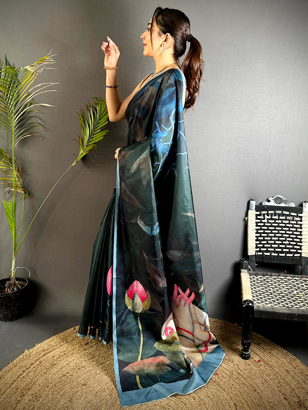 Radiant Poster Art Abstract Tussar Saree