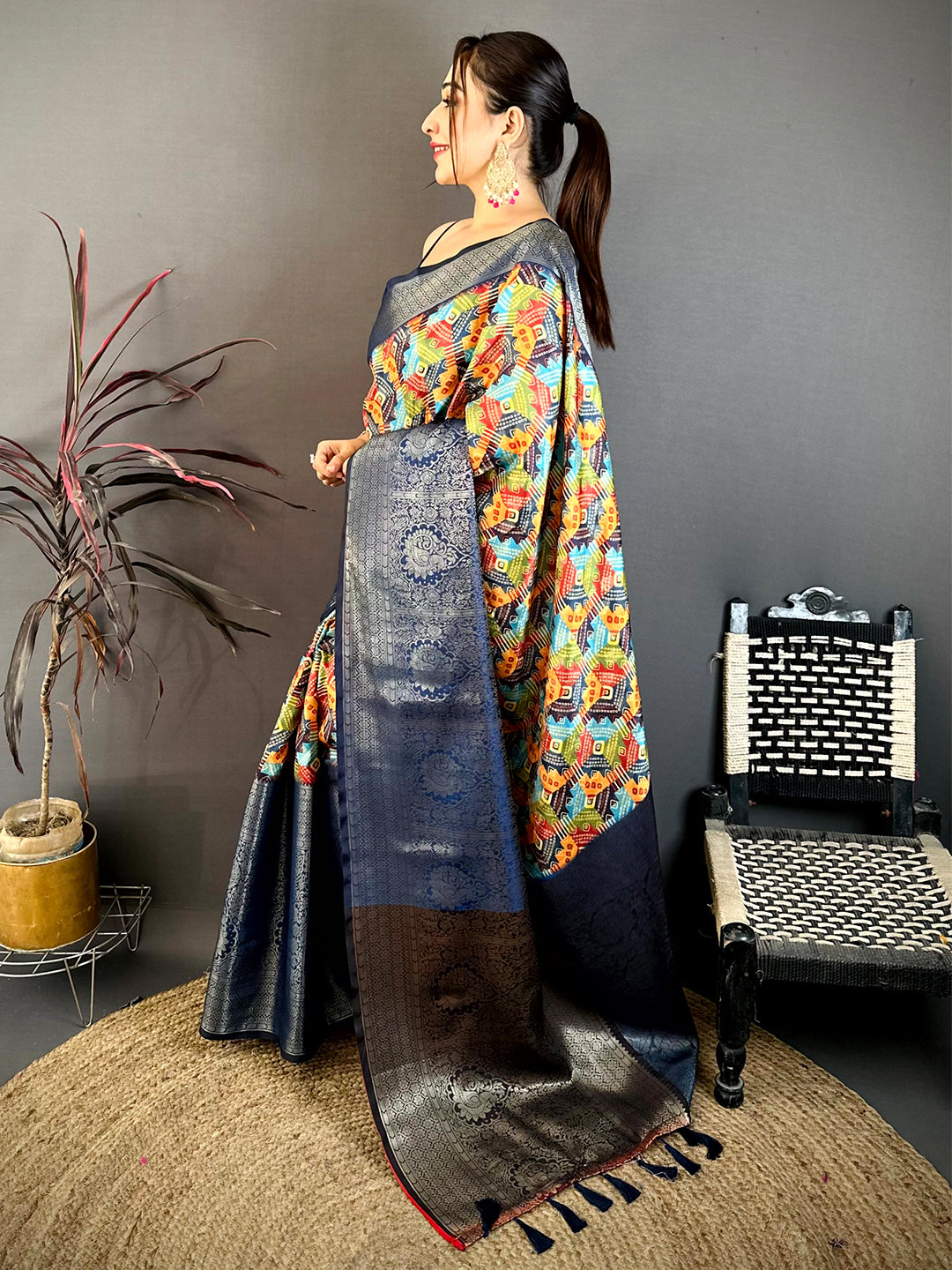 Stylish Soft Silk Digital Print Kanchi Saree