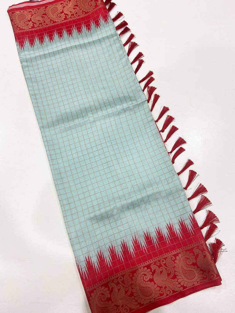 Cupric Sulfate Soft Silk Gadwal Weaving Saree