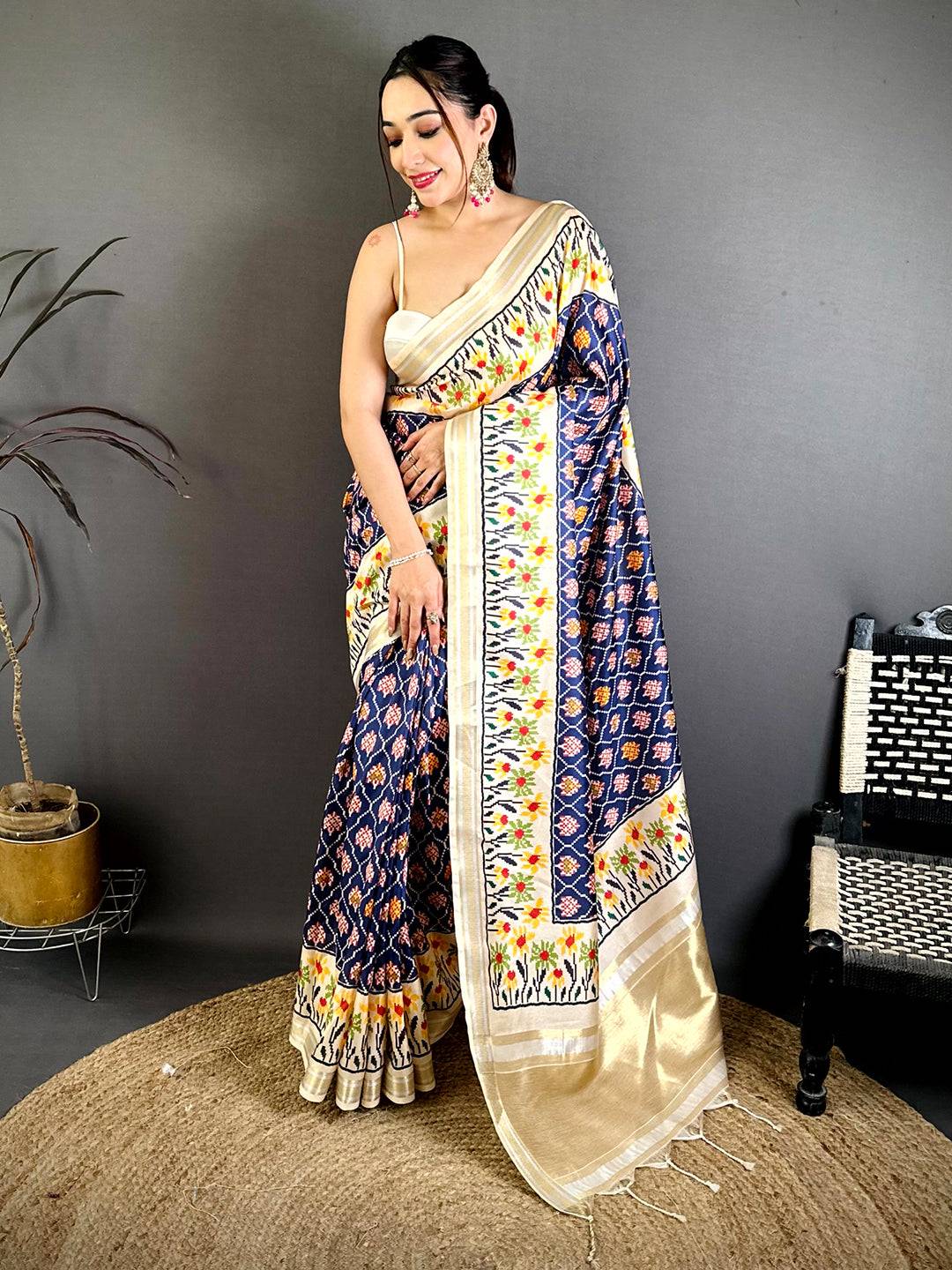 Tradition Digital Ikkat Kanchi Silk Saree