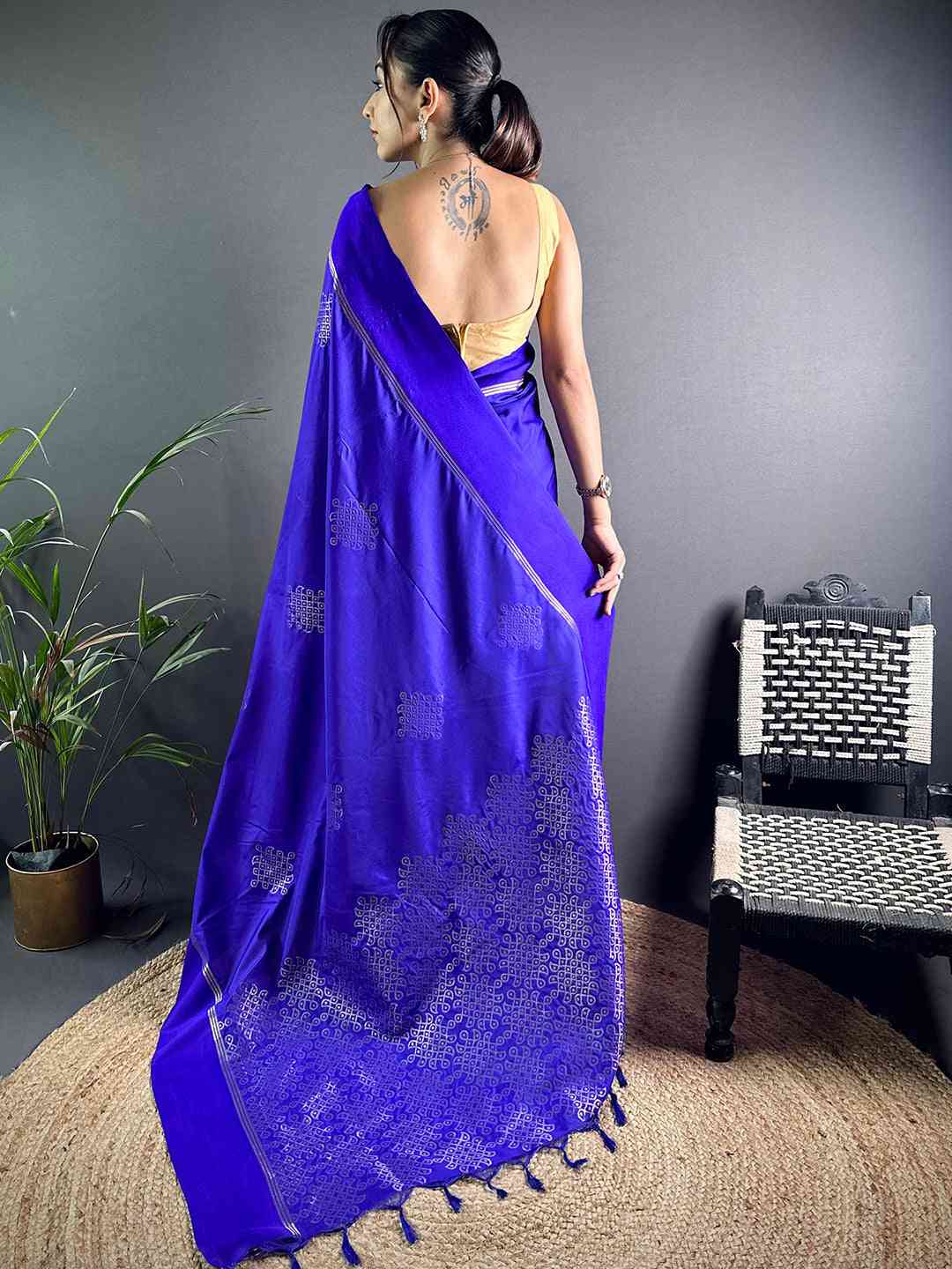 Purple Kolam Silk Heritage Saree