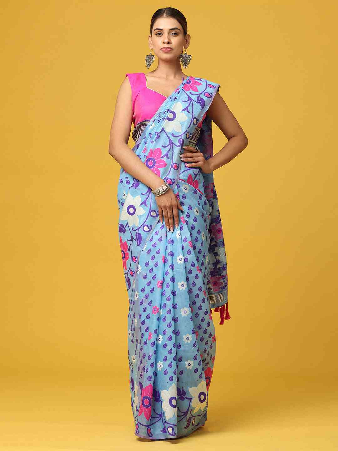 Dhakai Jamdani Light Weight Cotton Silk Saree
