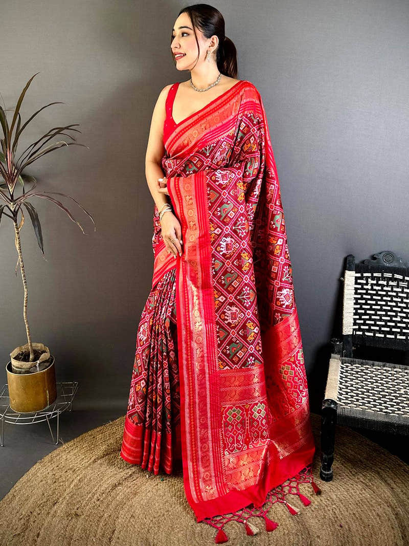 Regal Double Ikkat Patola Kanchi Border Saree