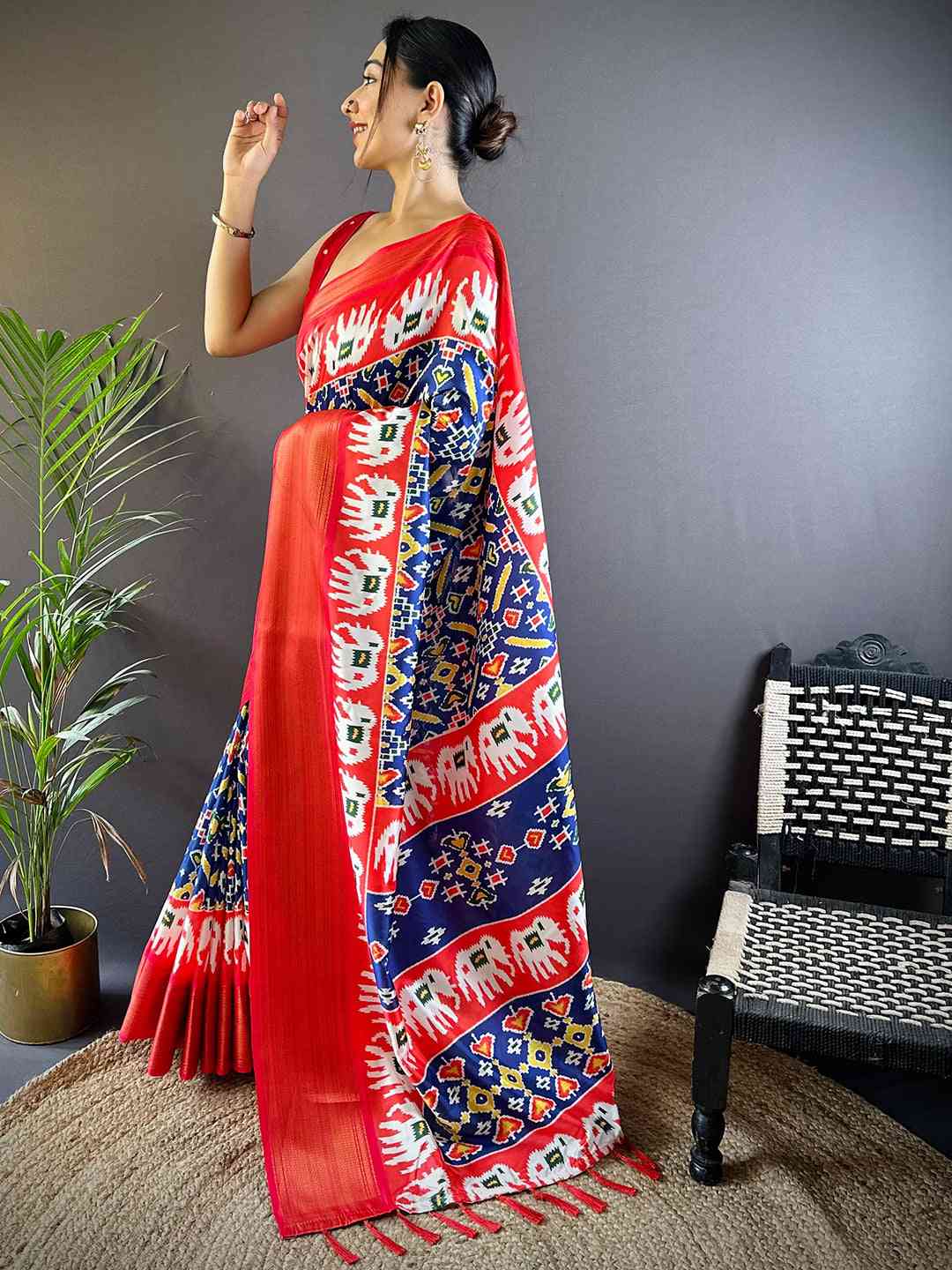 Blue Chanderi Silk Patola Radiance Saree