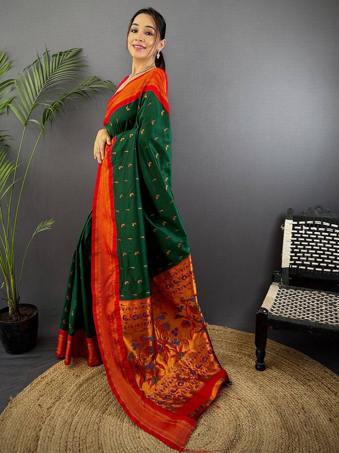 Green Soft Silk Paithani Saree