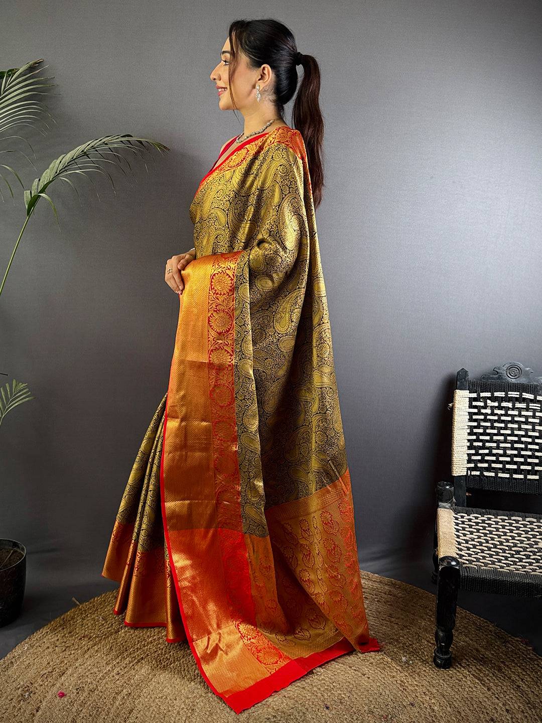 Black Radiance Banarasi Katan Silk Saree