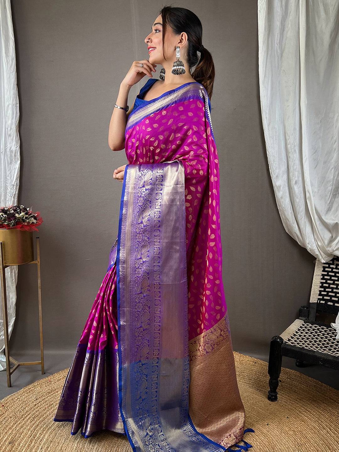 Traditional Banarasi saree with rich border design