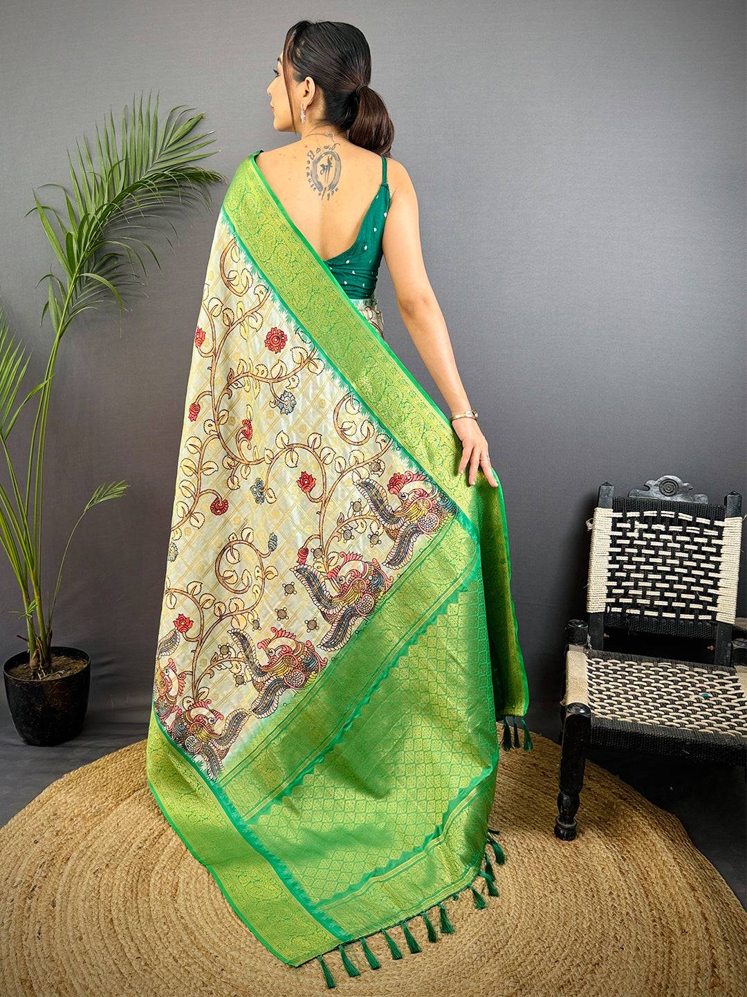 Regal Banarasi Kalamkari Printed Saree