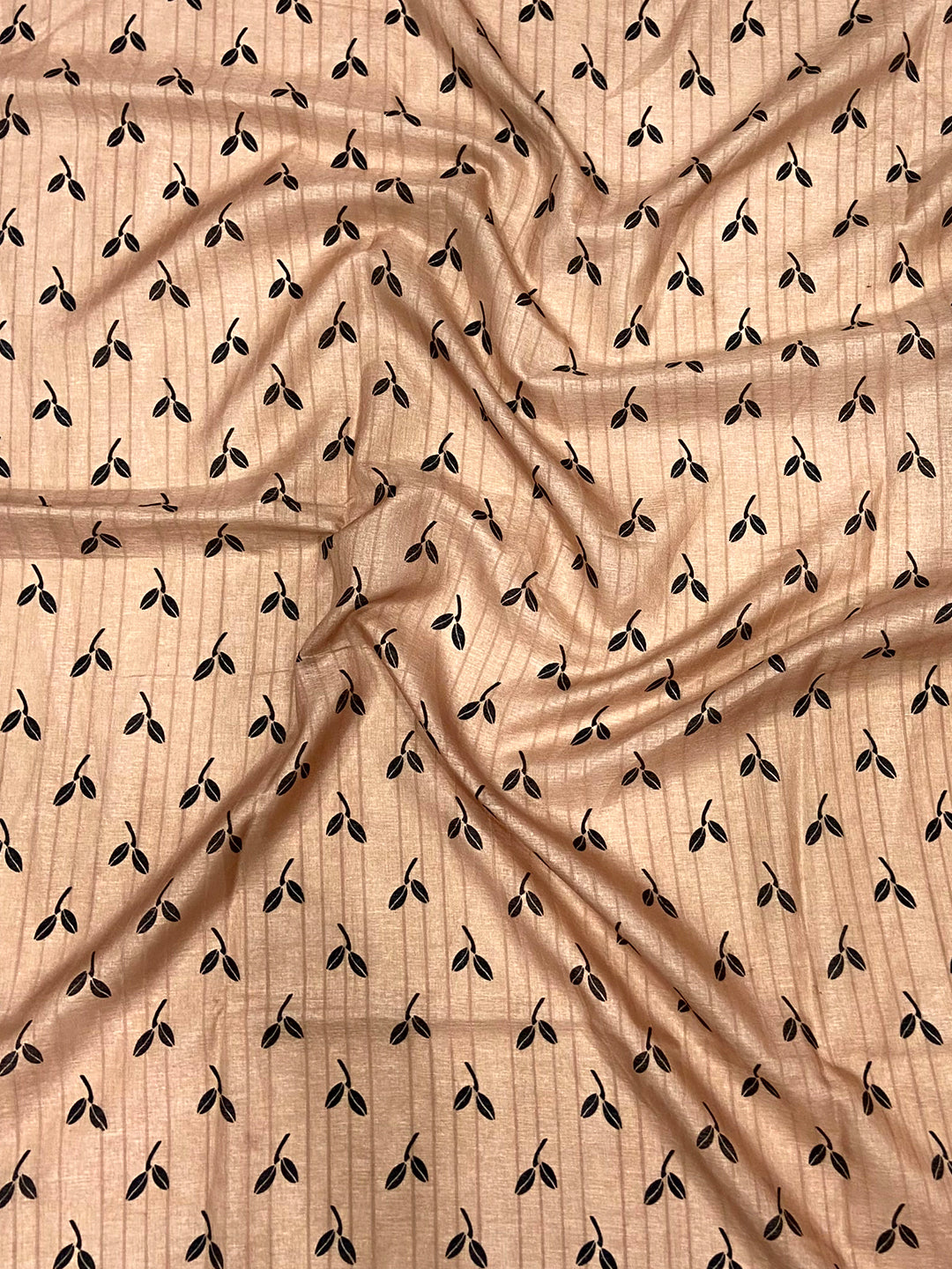 Peach Ghicha Leaf Print Saree