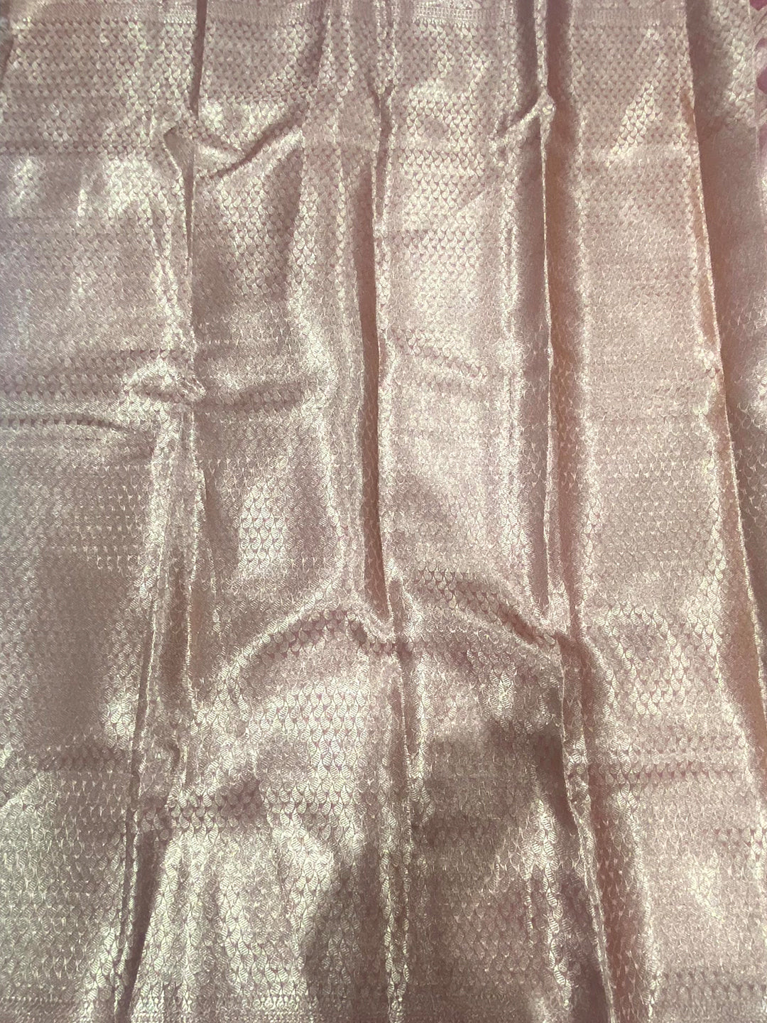 Pink Tissue Jarokha Zari Weaving Saree