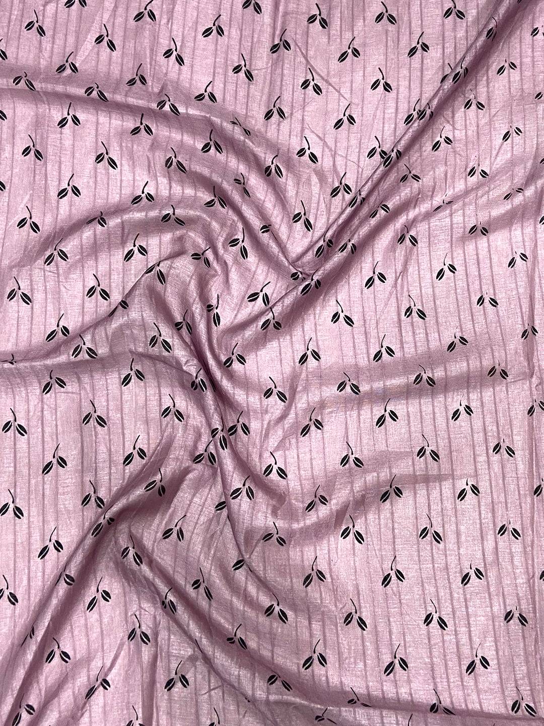 Lavender Ghicha Leaf Print Saree