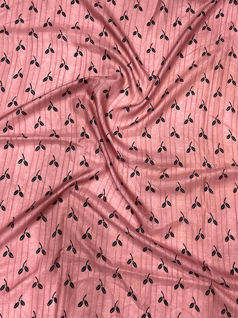Rose Pink Ghicha Leaf Print Saree