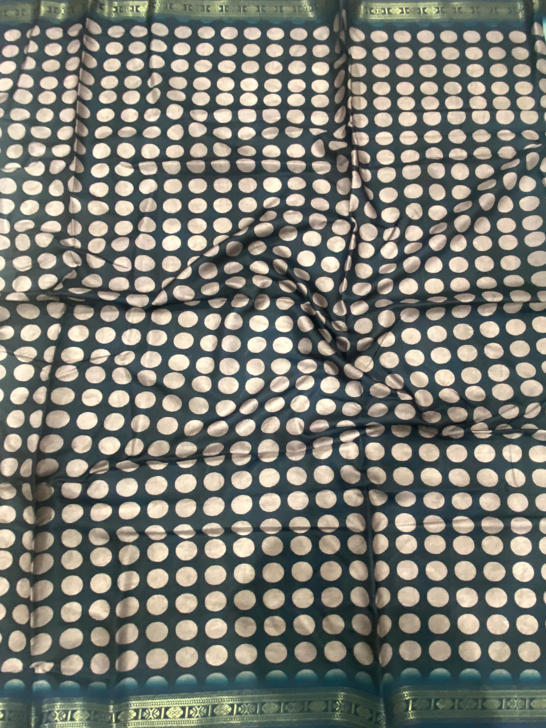 Sky Blue Soft Silk Polka Dot Print Saree