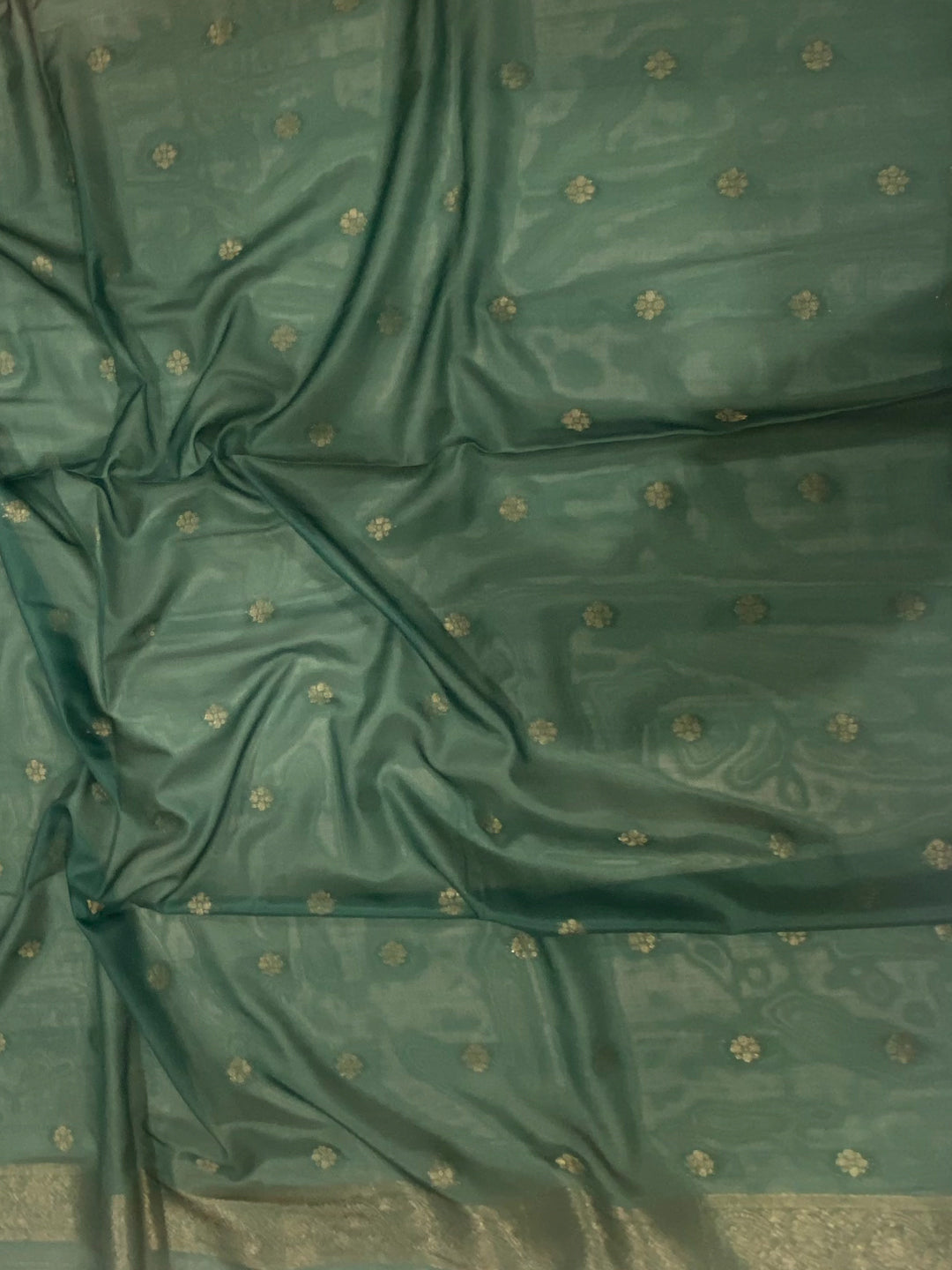 Deep Teal Kalamkari Ombre Soft Silk Saree