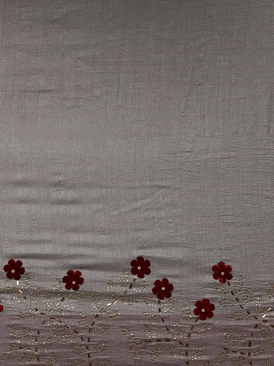 Poly Silk Grey Solid Saree With Embellished Border