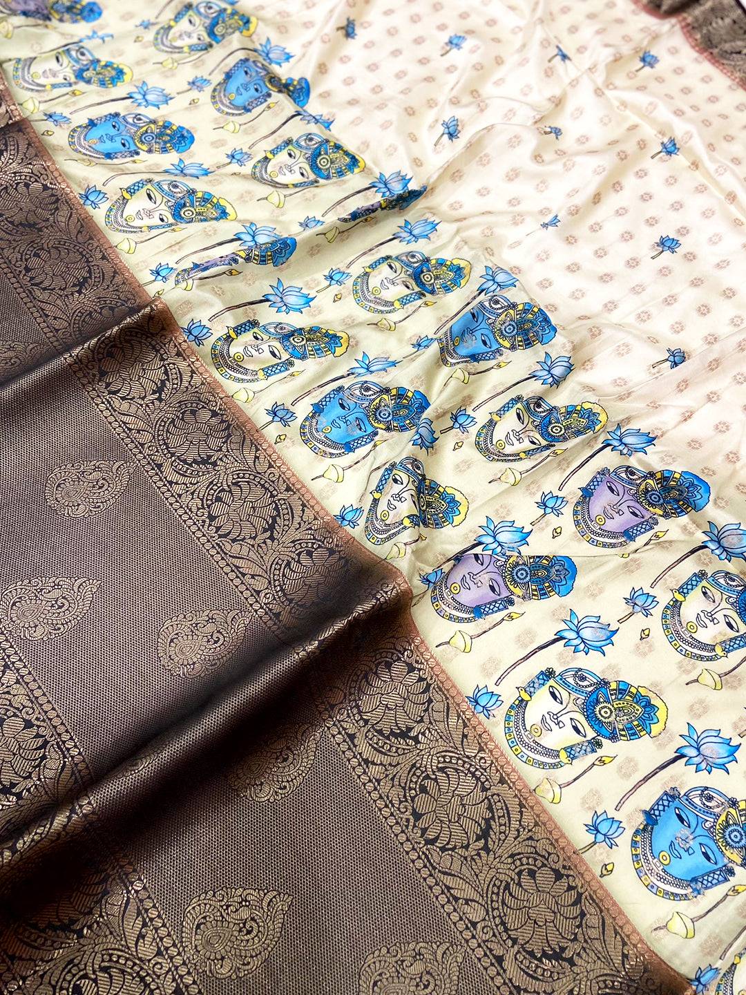 Royal Banarasi Silk Krishna Motif Pattu Saree