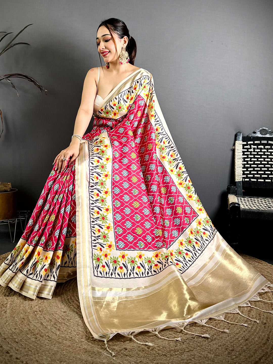 Radiance Digital Ikkat Kanchi Silk Saree