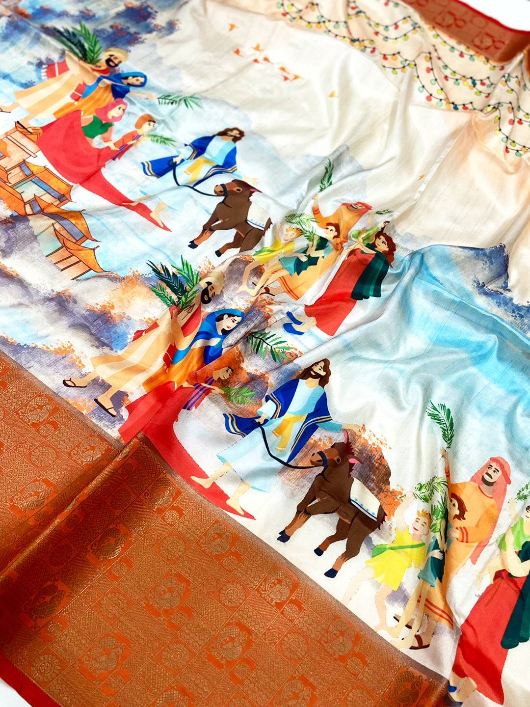 Multi Soft Banarasi Silk Digital Print Saree