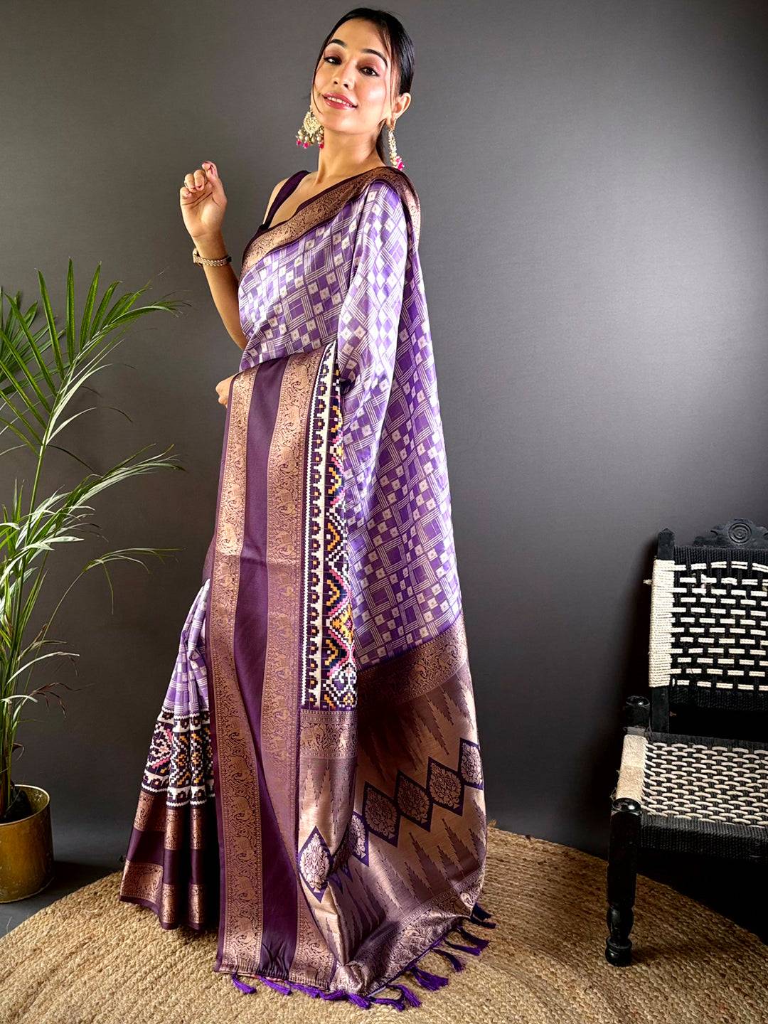 Purple Patola Silk Zari Saree