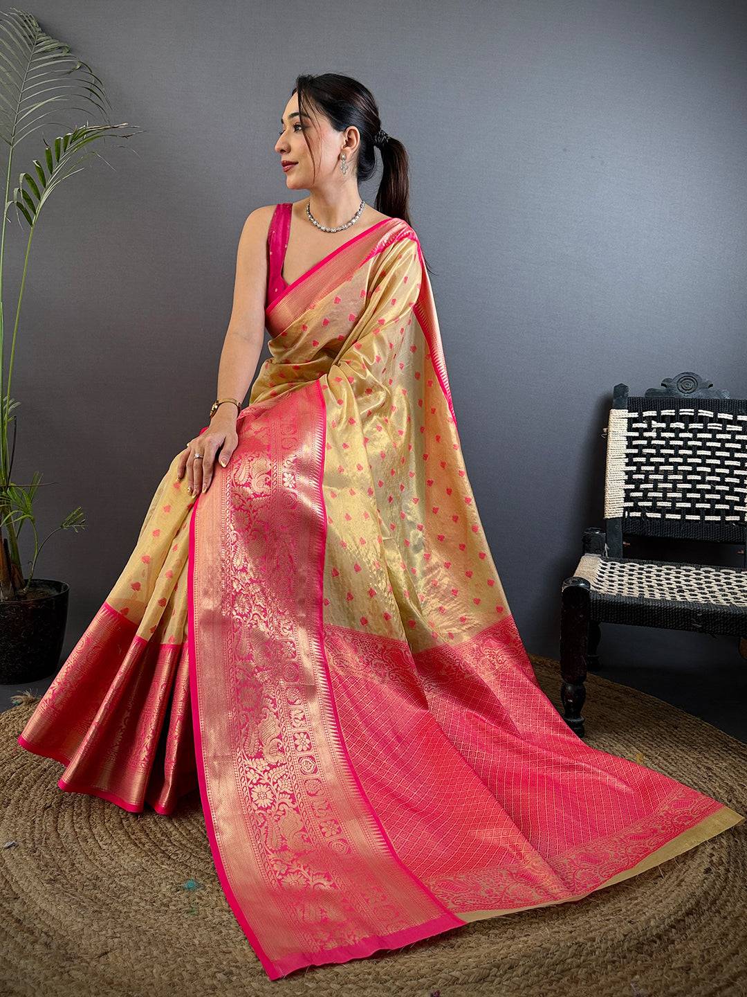 Chiku Kanjivaram Zari Tissue Saree
