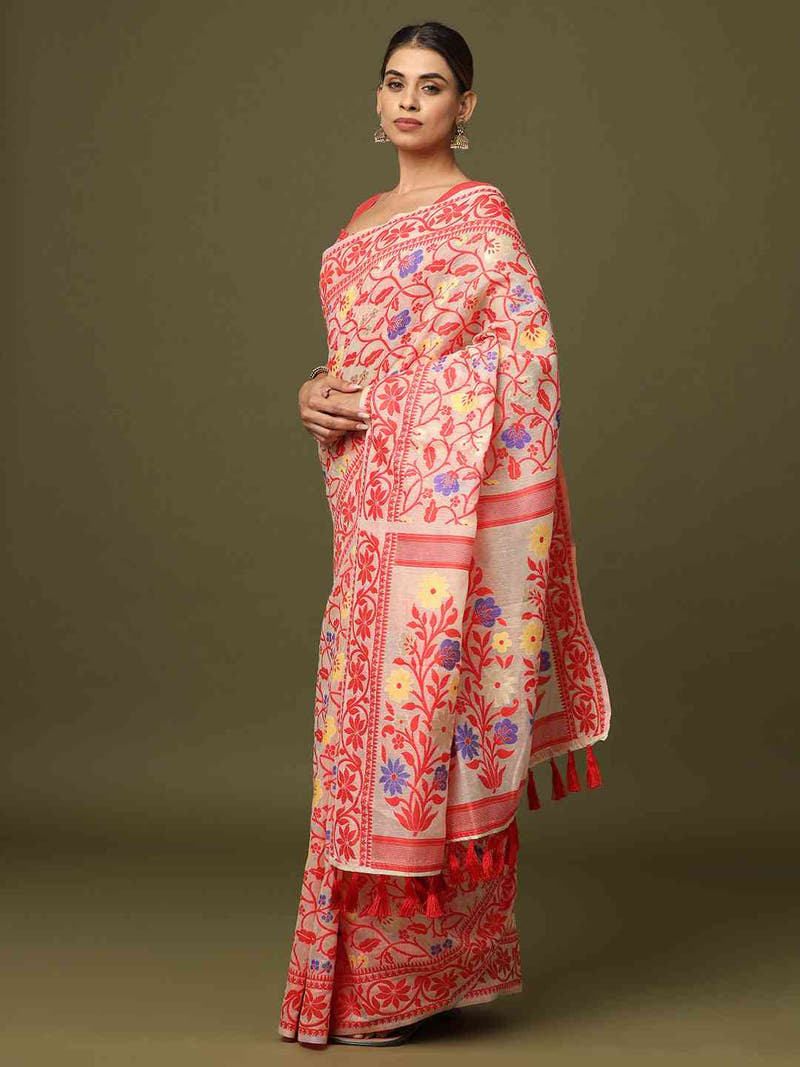 Dhakai Jamdani Cotton Silk Saree