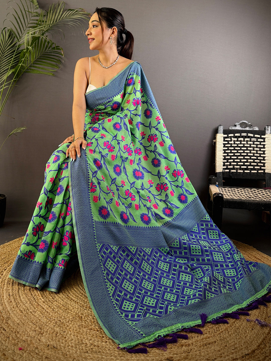 Radiance Cotton Silk Dhakai Jamdani Saree
