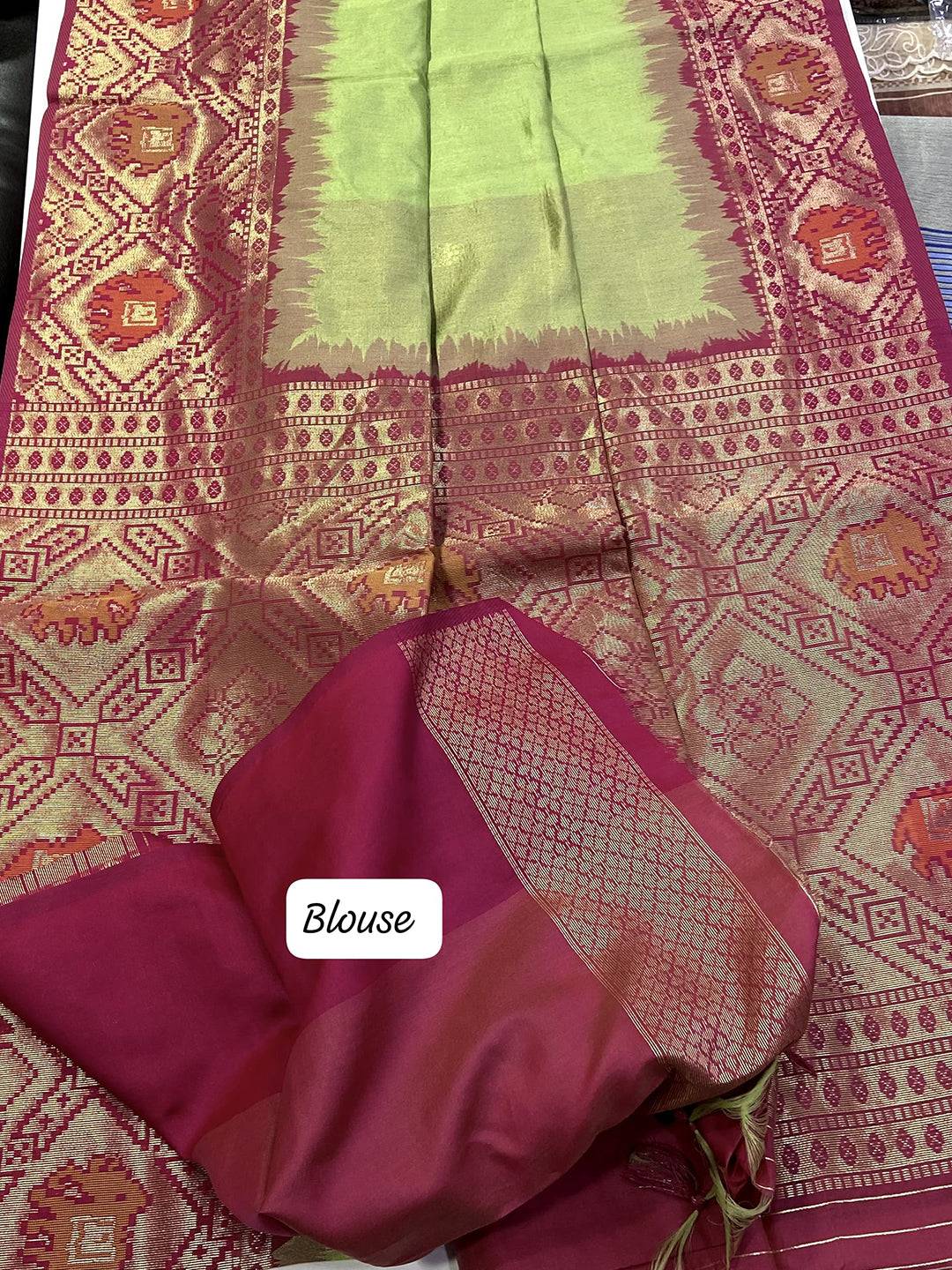 Regal Pista Silk Zari Weaving Saree