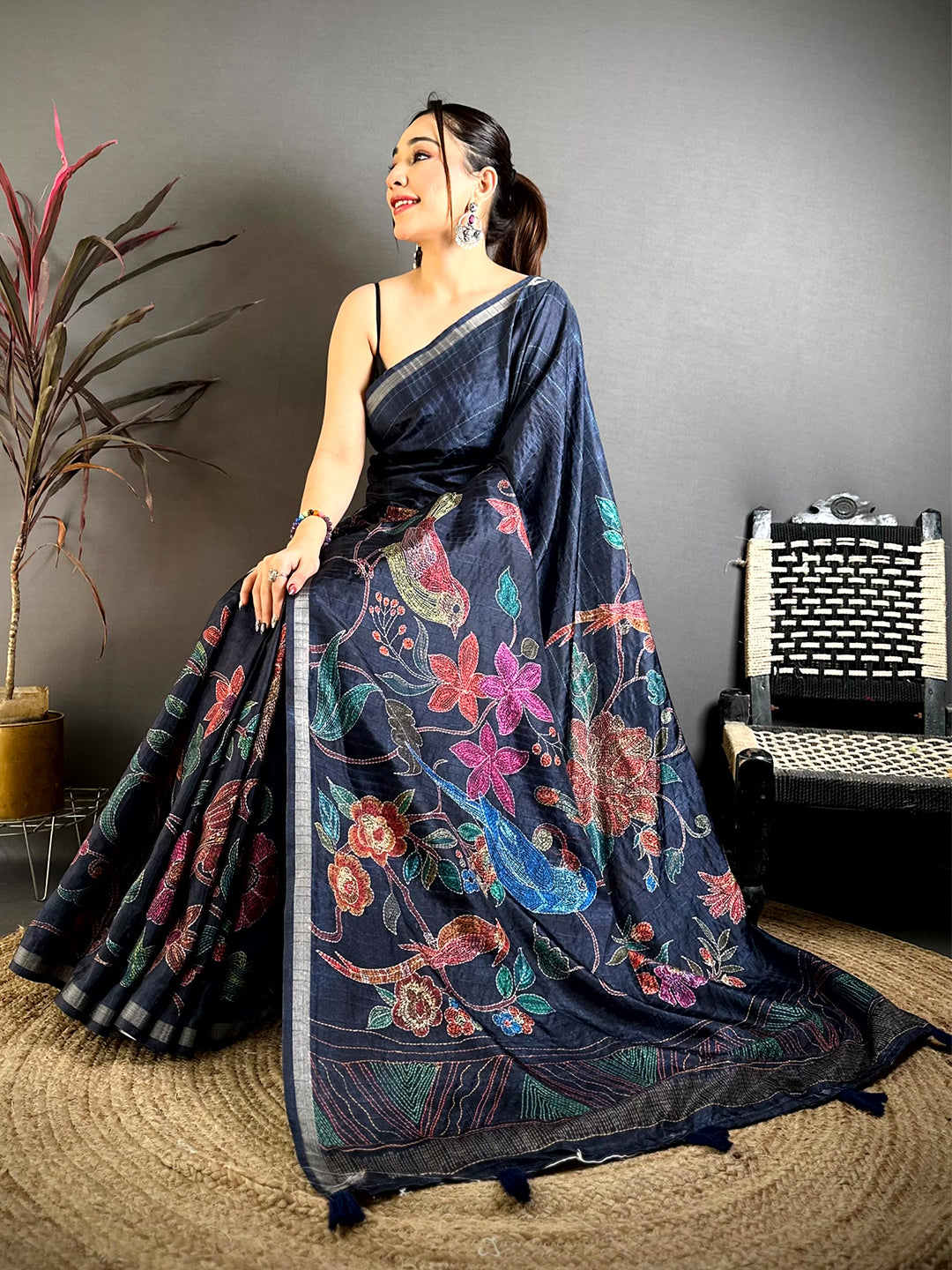 Stylish Tussar Ghicha Katha Art Saree