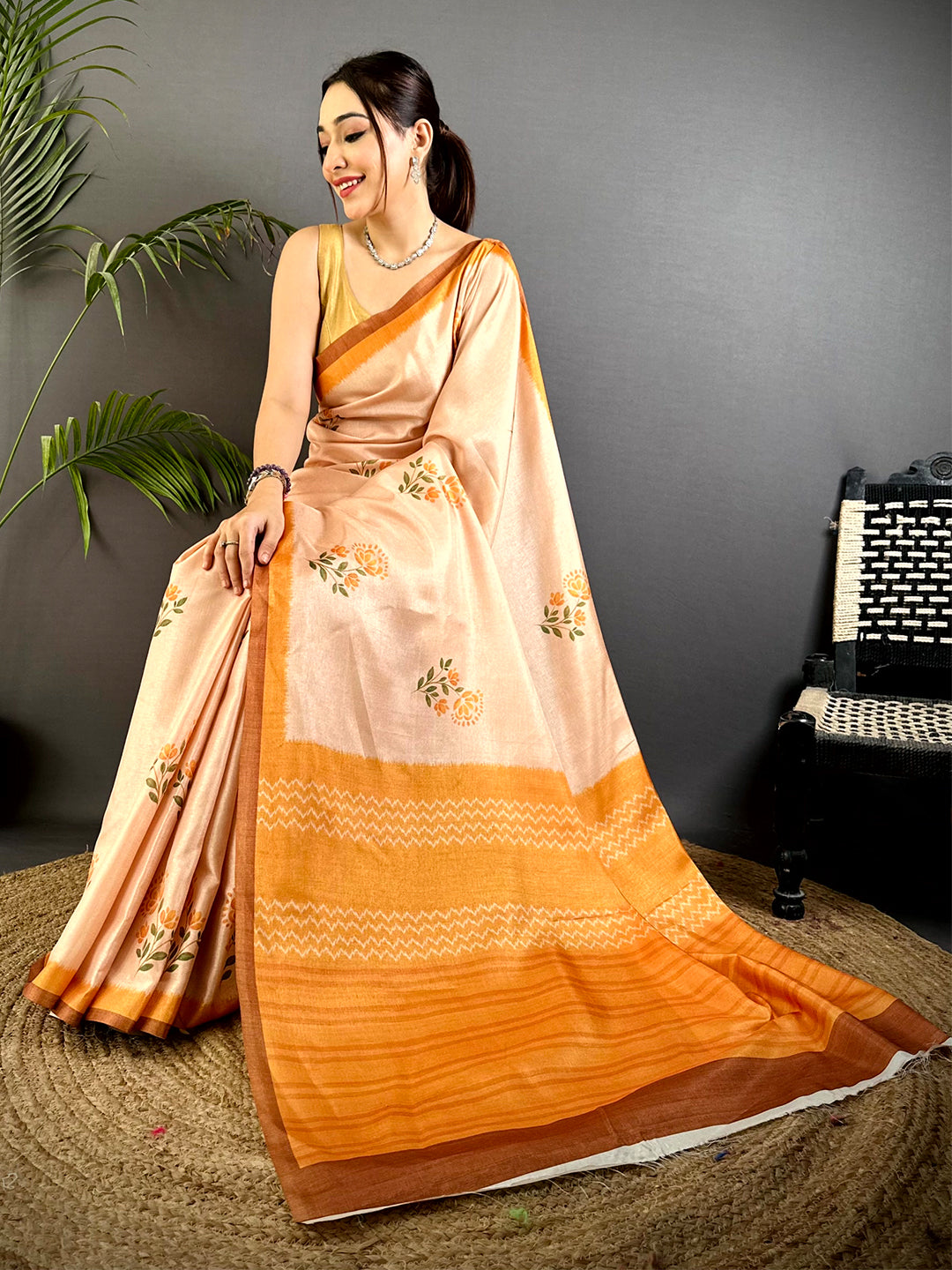 Artistic Soft Tussar Digital Print Saree