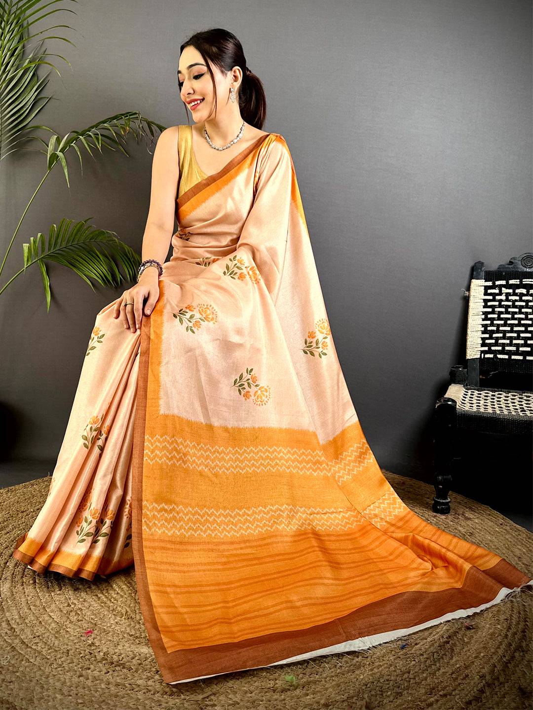 Artistic Soft Tussar Digital Print Saree