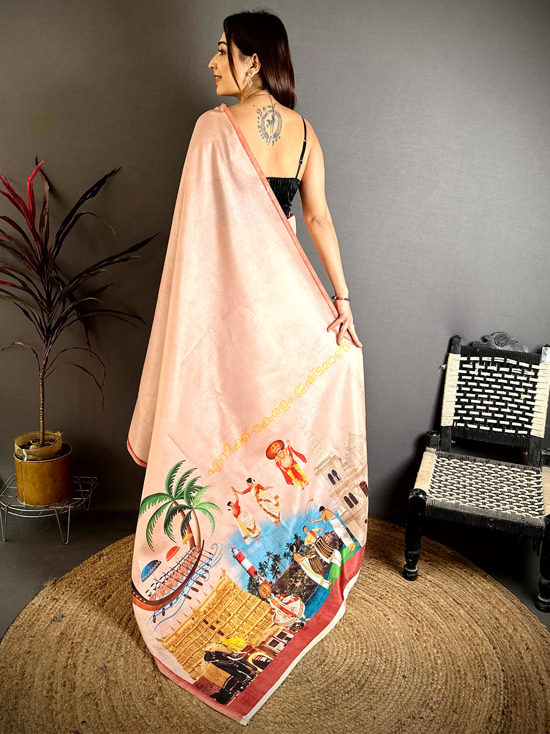 Royal Kerala Print Tussar Saree