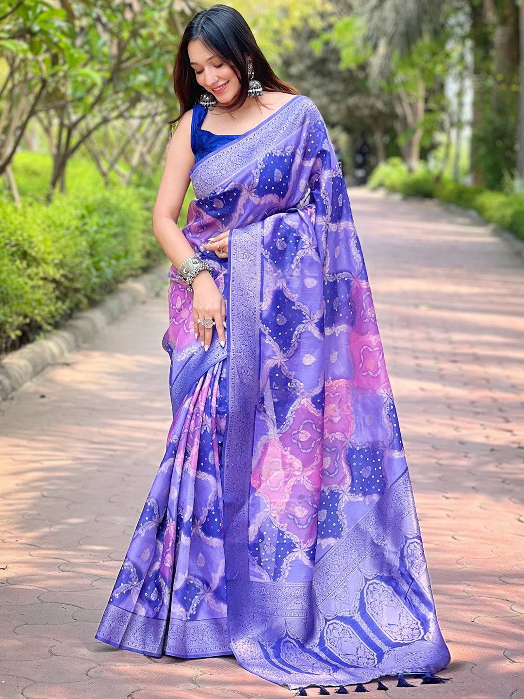 Purple Digital Print Saree from Influencer Collection