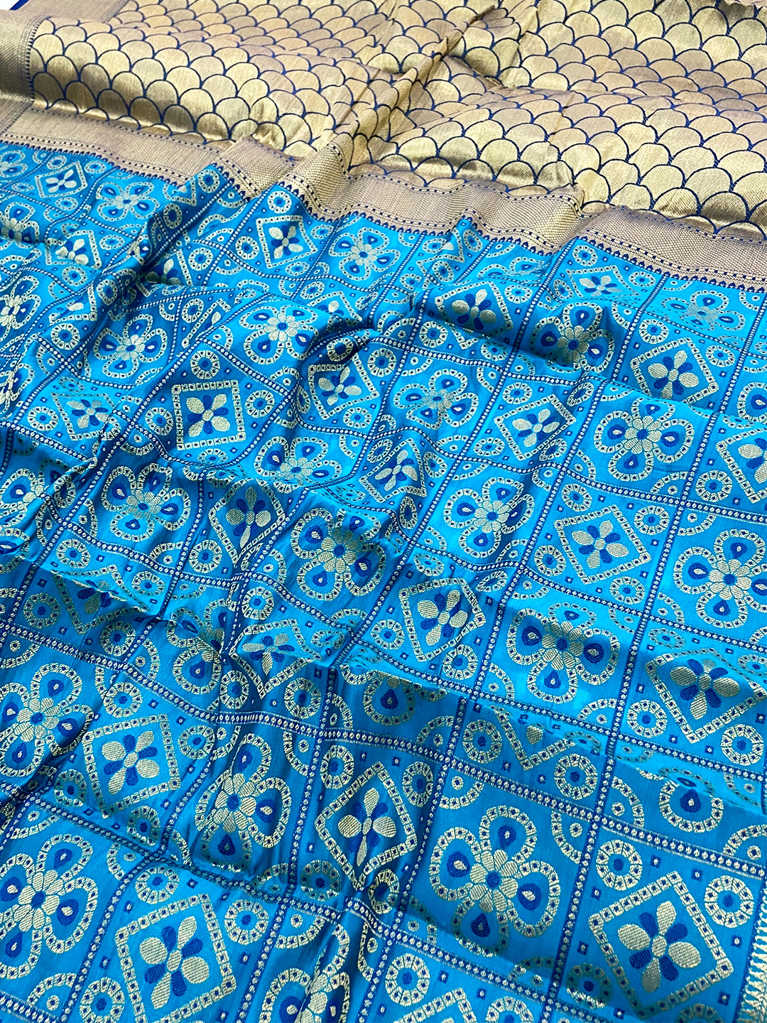 Vibrant Blue Soft Silk Patola Saree