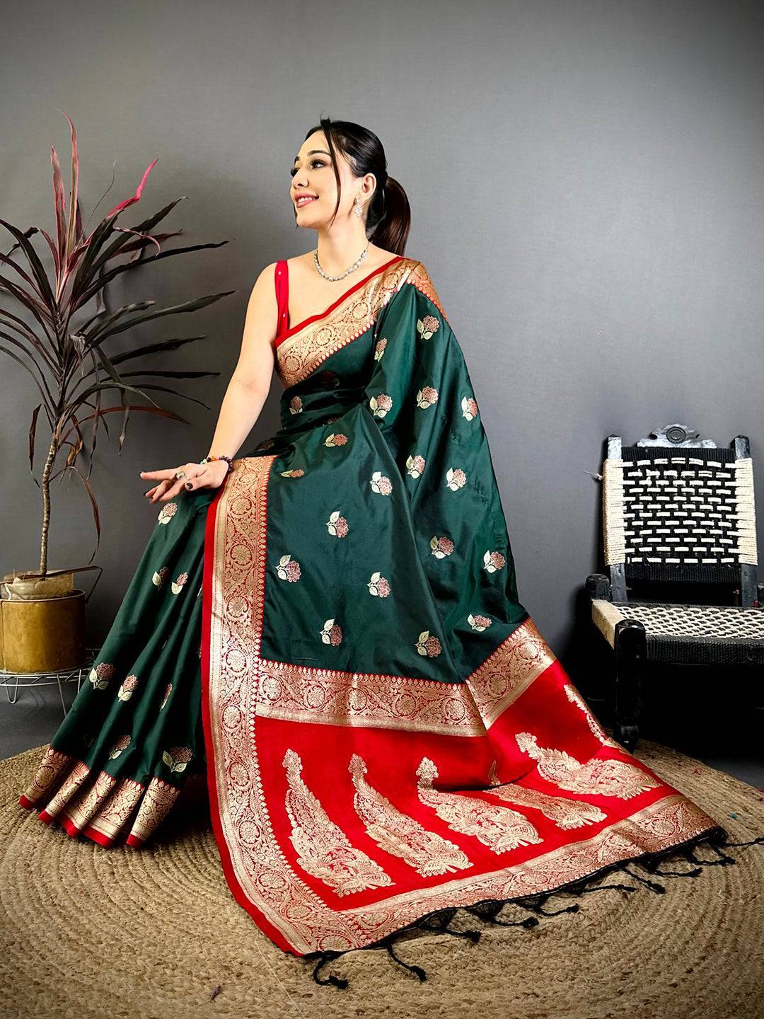 Green Grace Soft Silk Gadwal Saree