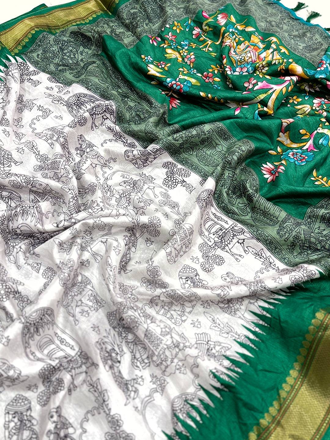 Artful Pen Kalamkari Dola Silk Saree