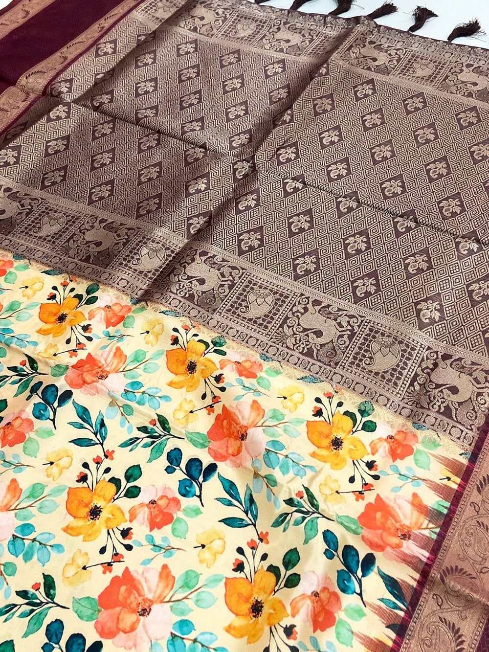Radiant Beige Soft Silk Saree