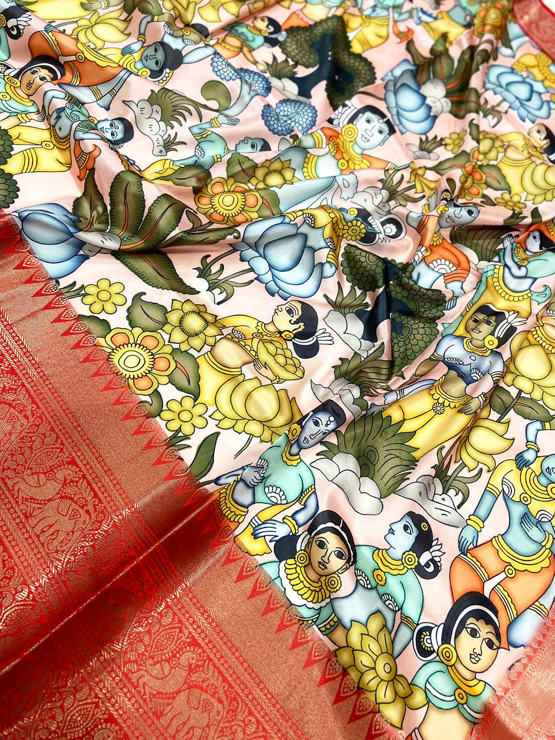 Opulent Banarasi Silk Kalamkari Pattern Saree