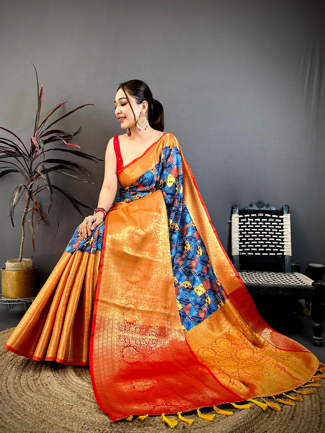 Opulent Soft Silk Digital Print Kanchi Saree